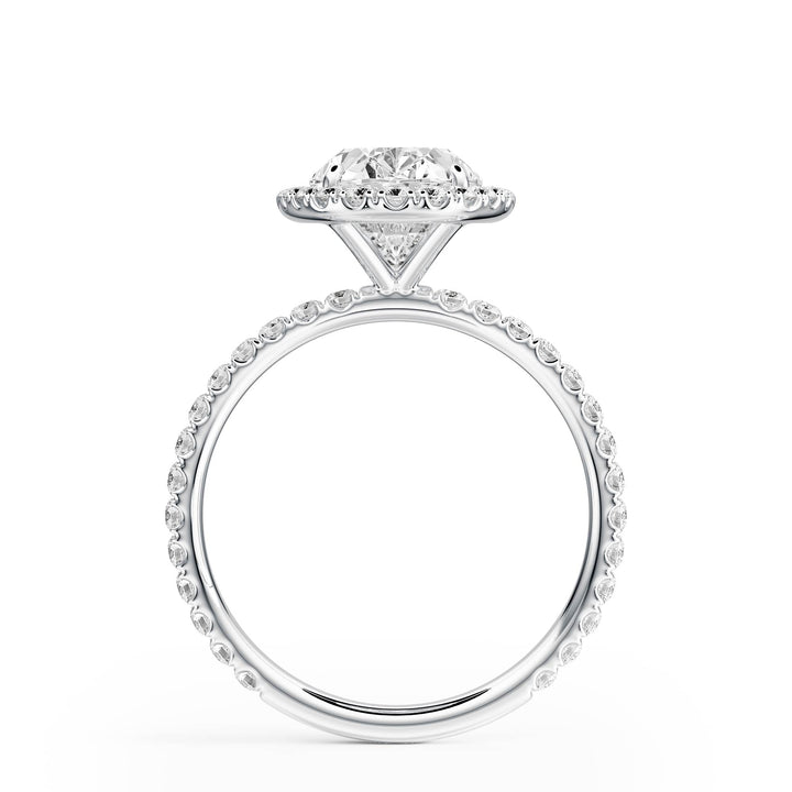 Classic Halo Oval Pavé Diamond Engagement Ring - R1268 in Ring by 18 KARATS INC.