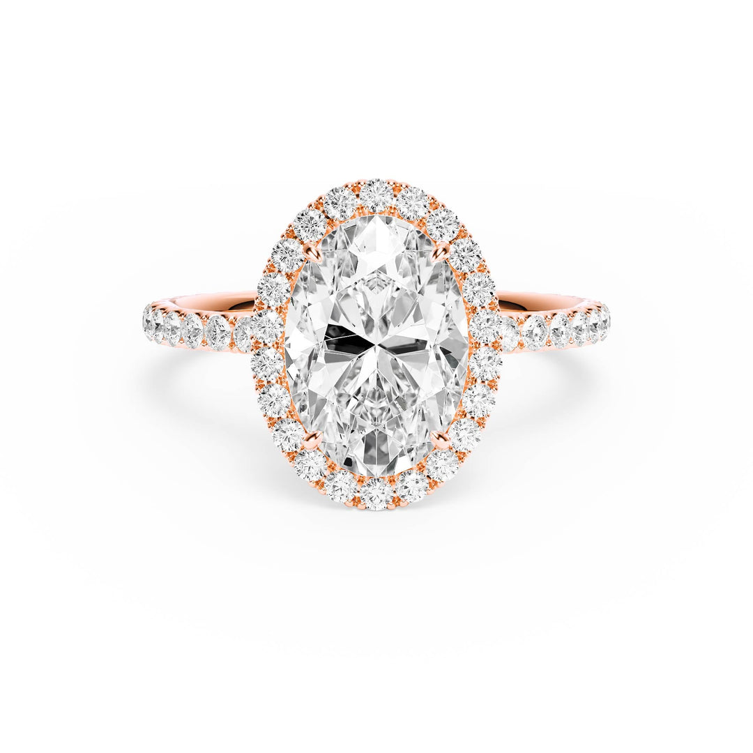Classic Halo Oval Pavé Diamond Engagement Ring - R1268 in Ring by 18 KARATS INC.