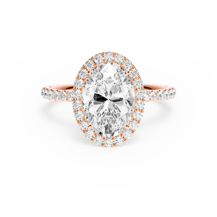 Classic Halo Oval Pavé Diamond Engagement Ring - R1268 in Ring by 18 KARATS INC.