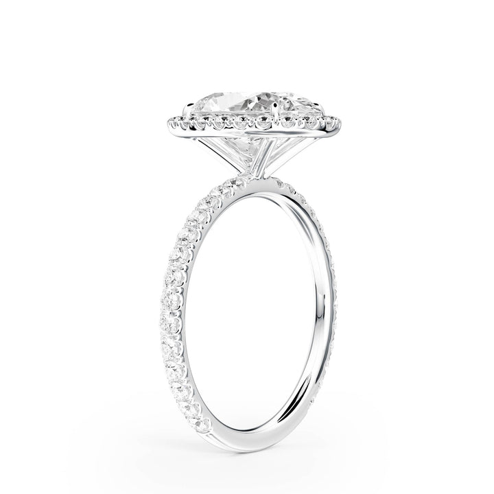 Classic Halo Oval Pavé Diamond Engagement Ring - R1268 in Ring by 18 KARATS INC.