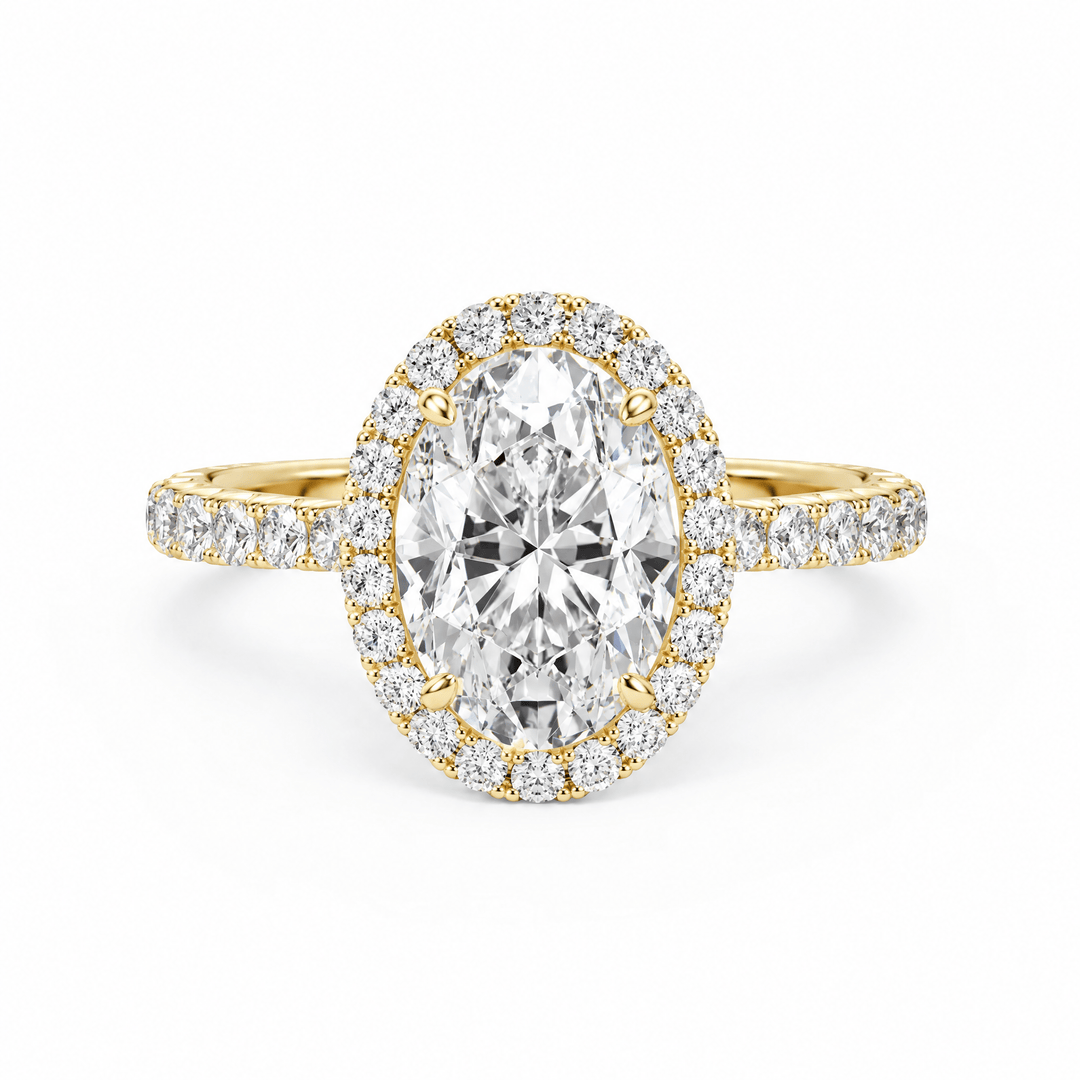 Classic Halo Oval Pavé Engagement Ring in Ring by 18 KARATS INC.
