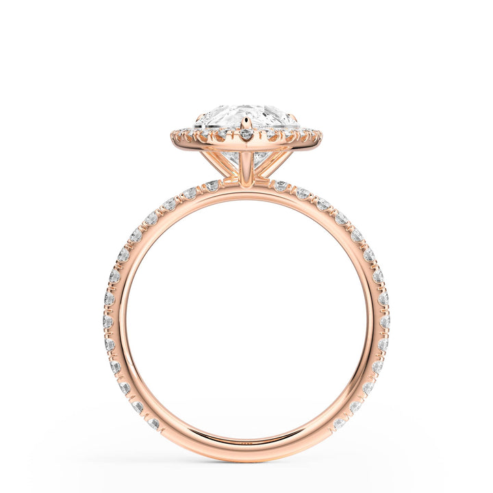 Classic Halo Pear Pavé Diamond Engagement Ring - R1268 in Ring by 18 KARATS INC.