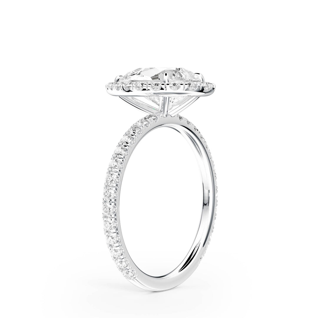 Classic Halo Pear Pavé Diamond Engagement Ring - R1268 in Ring by 18 KARATS INC.