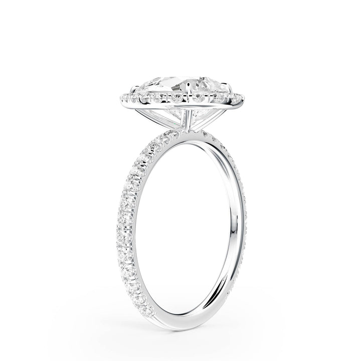 Classic Halo Pear Pavé Diamond Engagement Ring - R1268 in Ring by 18 KARATS INC.