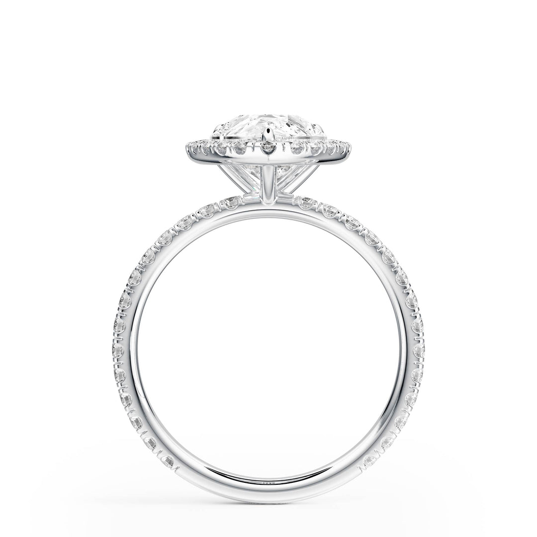 Classic Halo Pear Pavé Diamond Engagement Ring - R1268 in Ring by 18 KARATS INC.