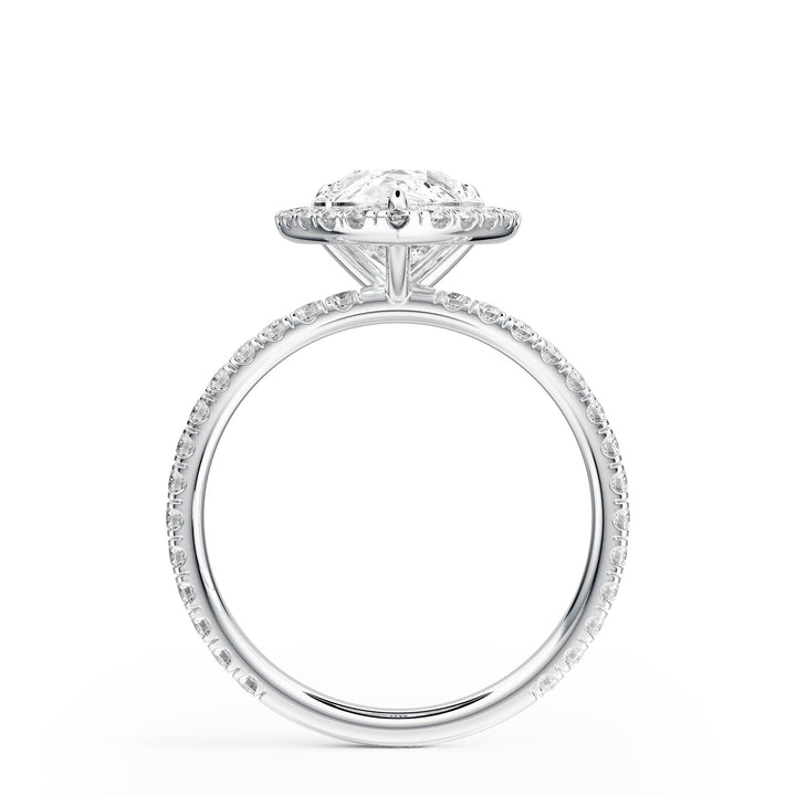 Classic Halo Pear Pavé Diamond Engagement Ring - R1268 in Ring by 18 KARATS INC.