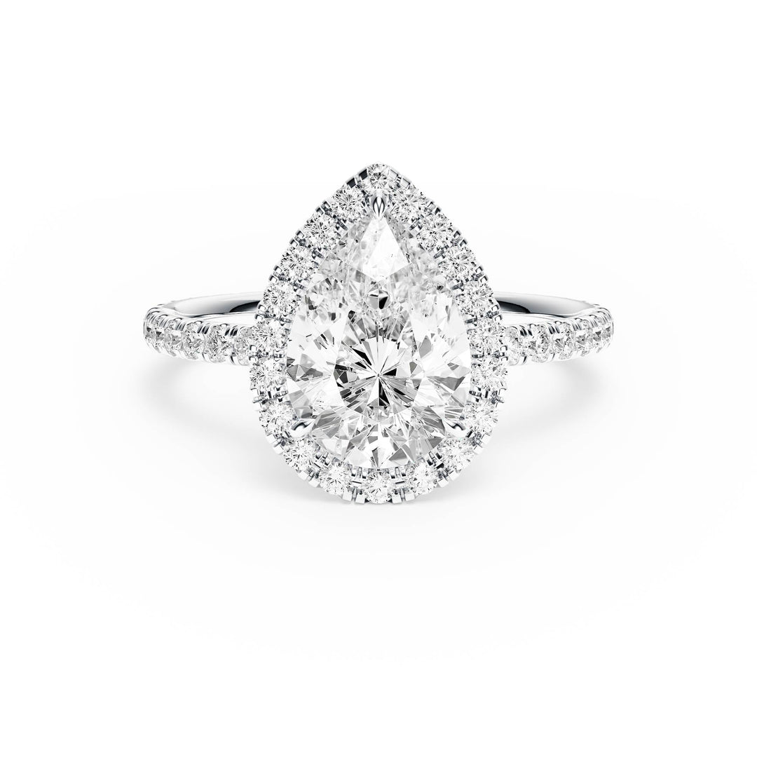 Classic Halo Pear Pavé Diamond Engagement Ring - R1268 in Ring by 18 KARATS INC.