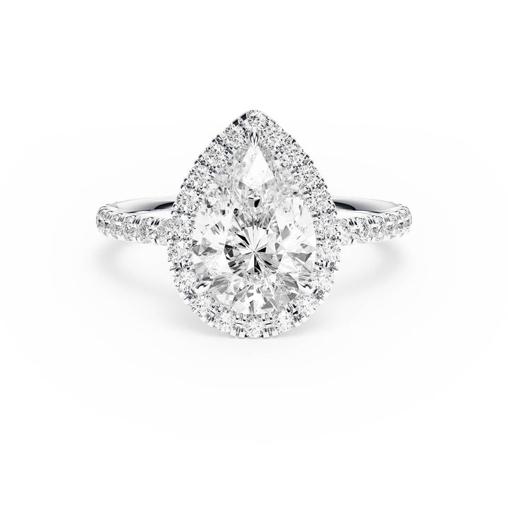 Classic Halo Pear Pavé Diamond Engagement Ring - R1268 in Ring by 18 KARATS INC.