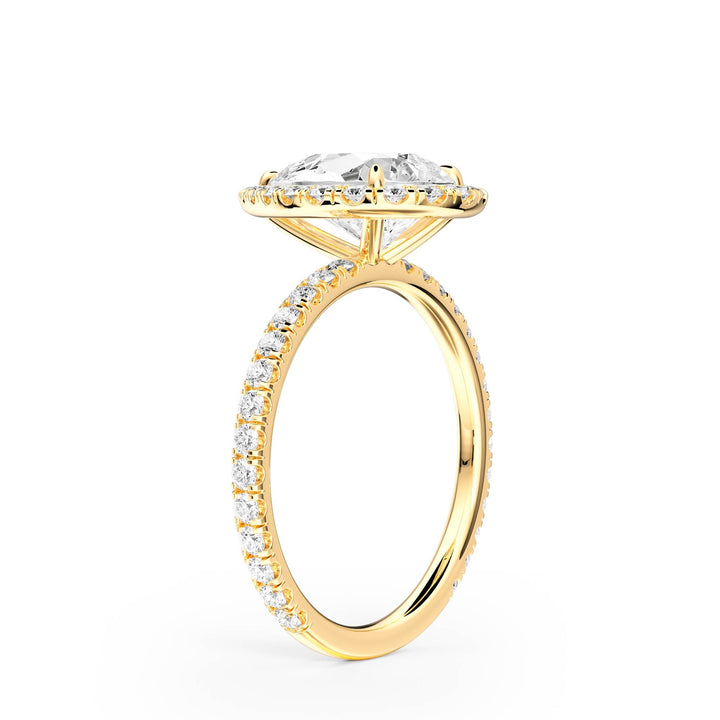 Classic Halo Pear Pavé Diamond Engagement Ring - R1268 in Ring by 18 KARATS INC.