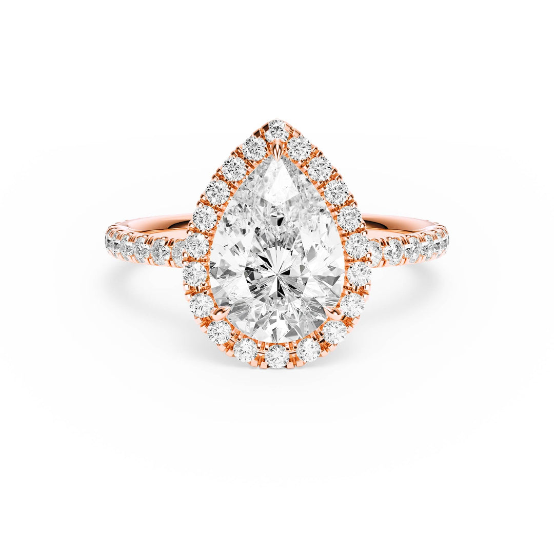 Classic Halo Pear Pavé Diamond Engagement Ring - R1268 in Ring by 18 KARATS INC.