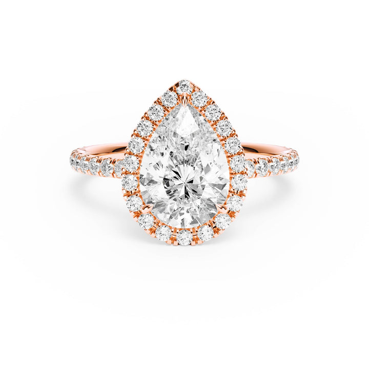 Classic Halo Pear Pavé Diamond Engagement Ring - R1268 in Ring by 18 KARATS INC.