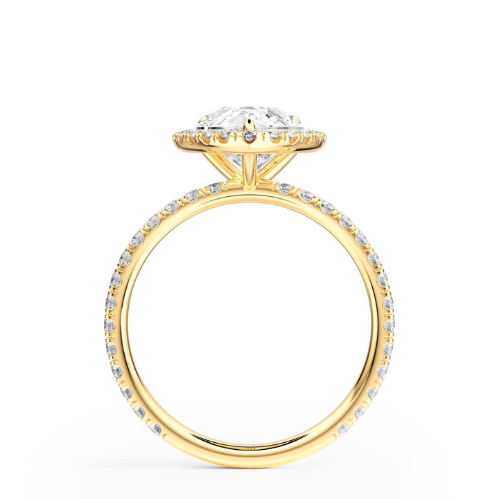 Classic Halo Pear Pavé Diamond Engagement Ring - R1268 in Ring by 18 KARATS INC.