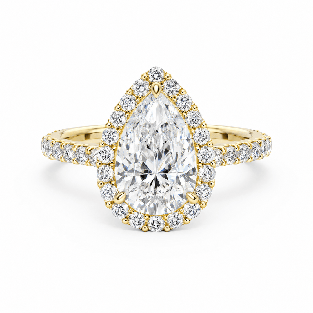 Classic Halo Pear Pavé Engagement Ring in Ring by 18 KARATS INC.