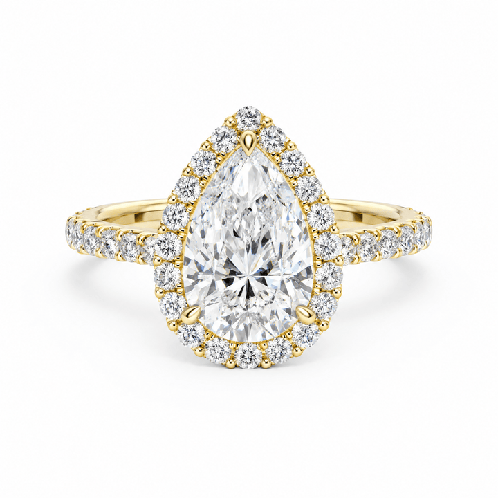 Classic Halo Pear Pavé Engagement Ring in Ring by 18 KARATS INC.