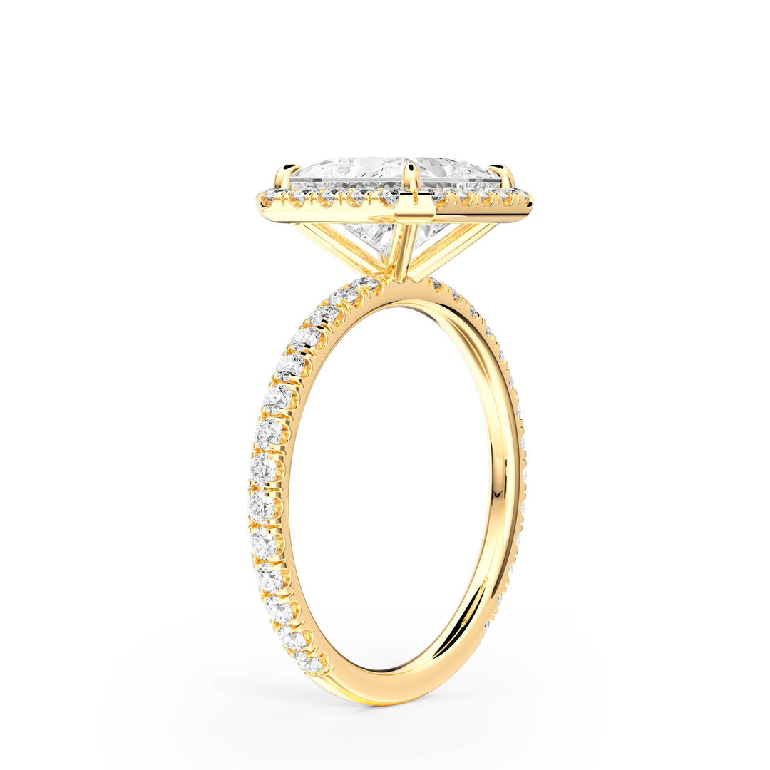Classic Halo Princess Pavé Diamond Engagement Ring - R1268 in Ring by 18 KARATS INC.