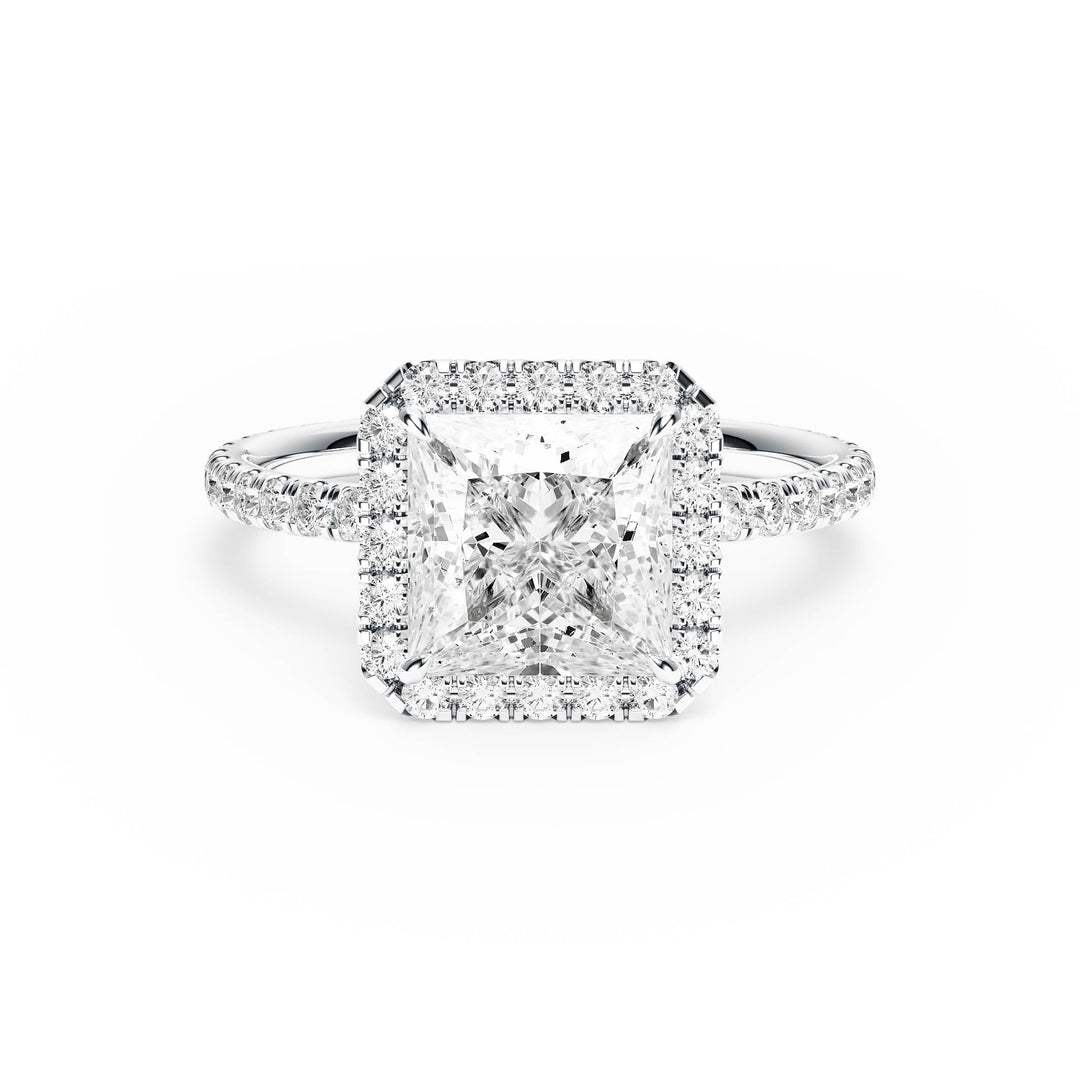 Classic Halo Princess Pavé Diamond Engagement Ring - R1268 in Ring by 18 KARATS INC.