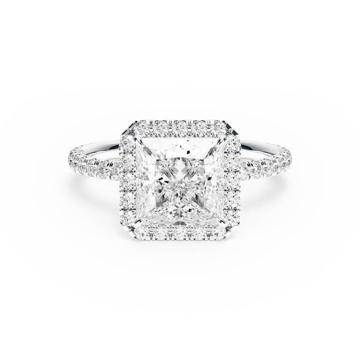 Classic Halo Princess Pavé Diamond Engagement Ring - R1268 in Ring by 18 KARATS INC.