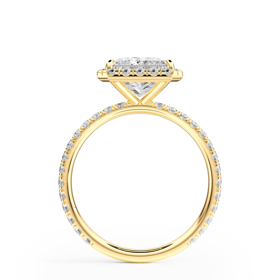 Classic Halo Princess Pavé Diamond Engagement Ring - R1268 in Ring by 18 KARATS INC.