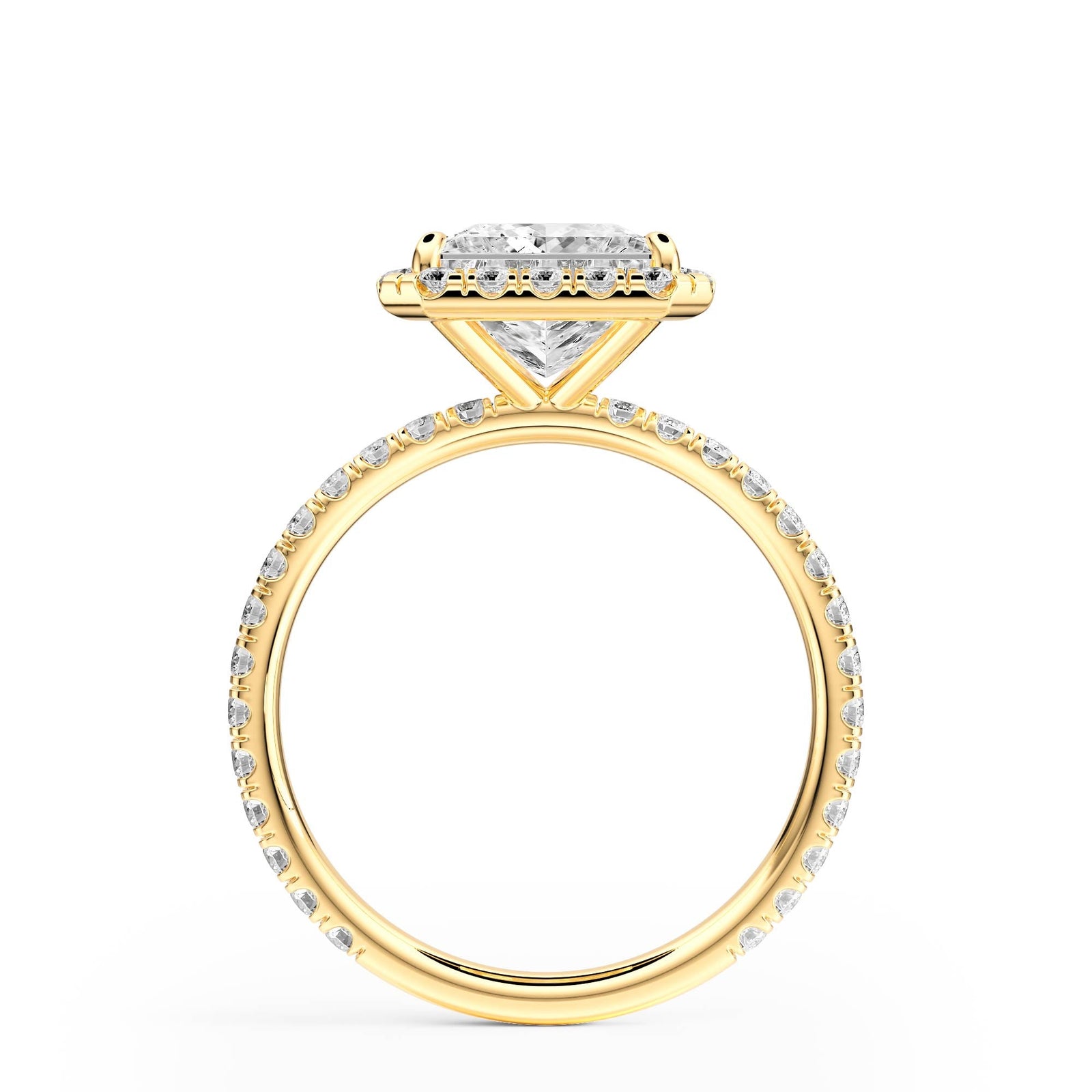 Classic Halo Princess Pavé Diamond Engagement Ring - R1268 in Ring by 18 KARATS INC.