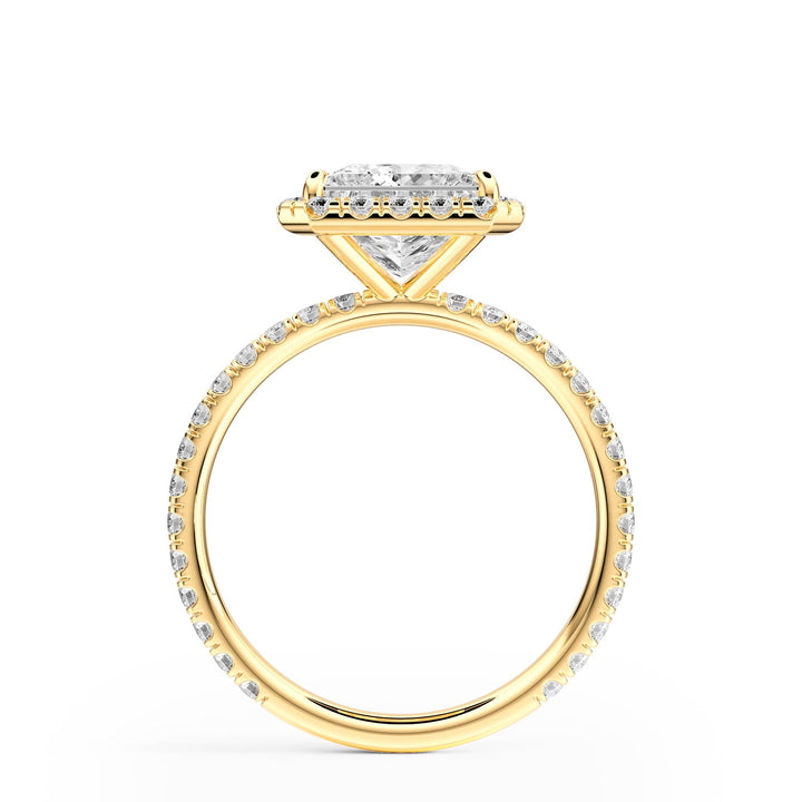 Classic Halo Princess Pavé Diamond Engagement Ring - R1268 in Ring by 18 KARATS INC.