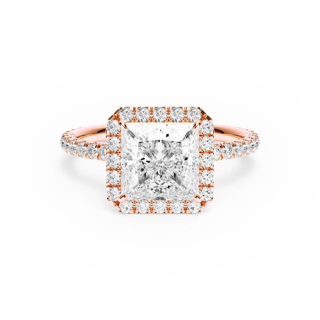 Classic Halo Princess Pavé Diamond Engagement Ring - R1268 in Ring by 18 KARATS INC.