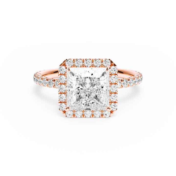 Classic Halo Princess Pavé Diamond Engagement Ring - R1268 in Ring by 18 KARATS INC.