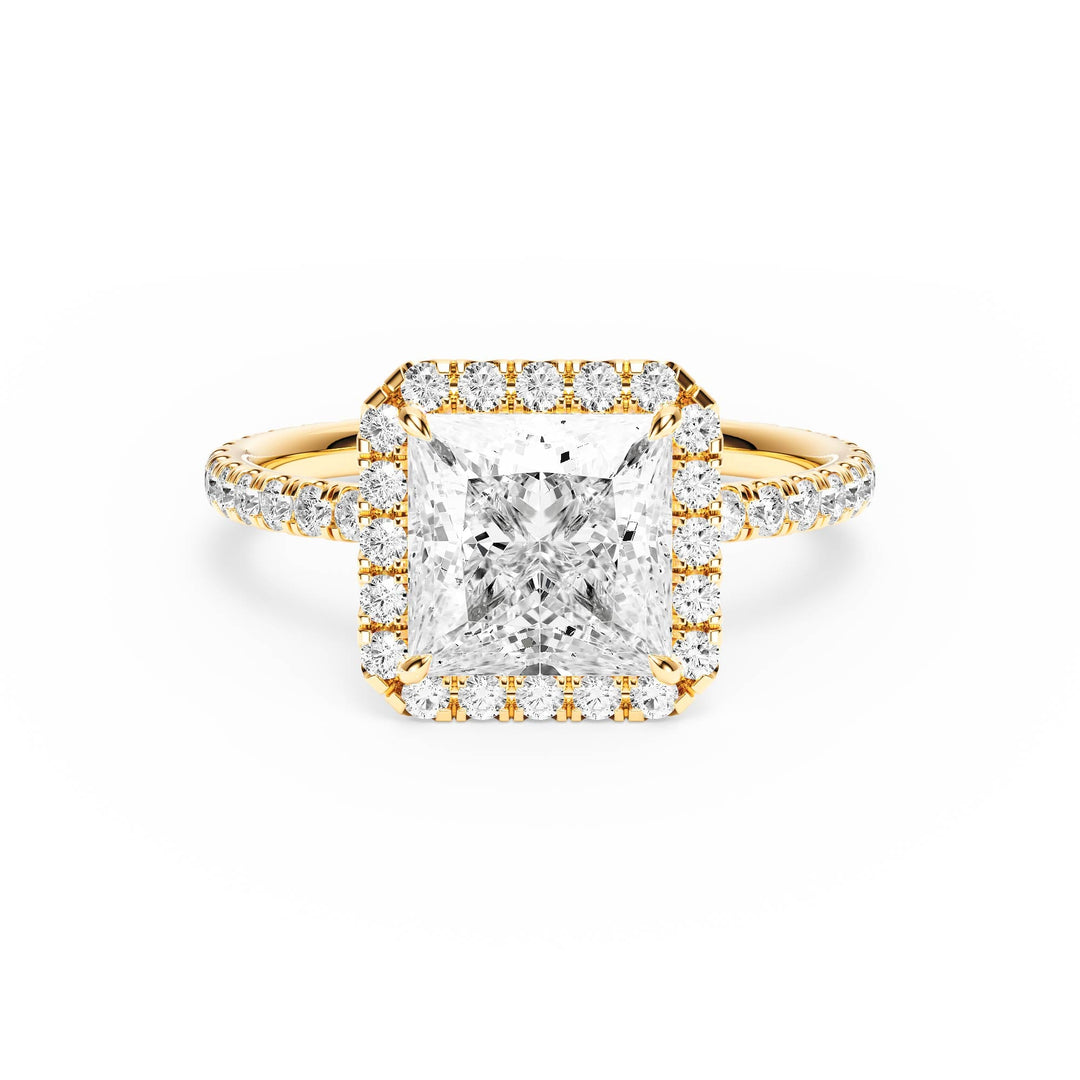Classic Halo Princess Pavé Diamond Engagement Ring - R1268 in Ring by 18 KARATS INC.