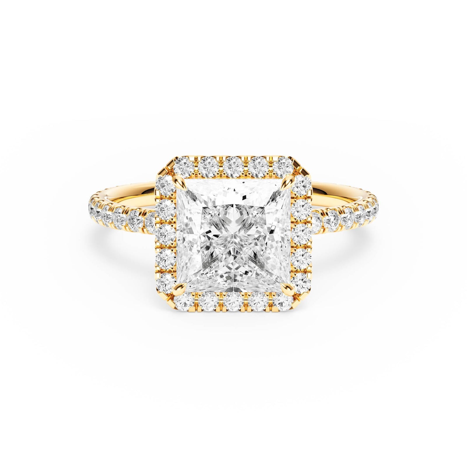Classic Halo Princess Pavé Diamond Engagement Ring - R1268 in Ring by 18 KARATS INC.