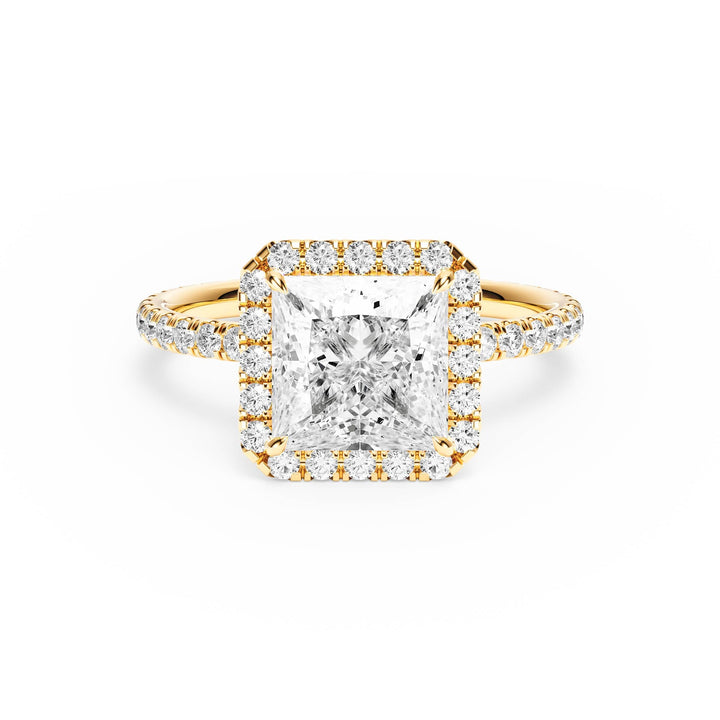 Classic Halo Princess Pavé Diamond Engagement Ring - R1268 in Ring by 18 KARATS INC.