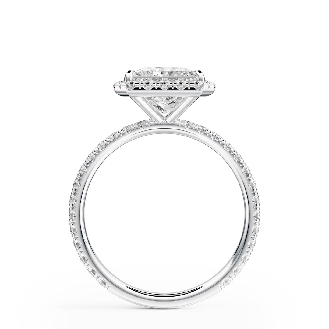 Classic Halo Princess Pavé Diamond Engagement Ring - R1268 in Ring by 18 KARATS INC.