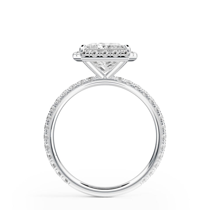 Classic Halo Princess Pavé Diamond Engagement Ring - R1268 in Ring by 18 KARATS INC.