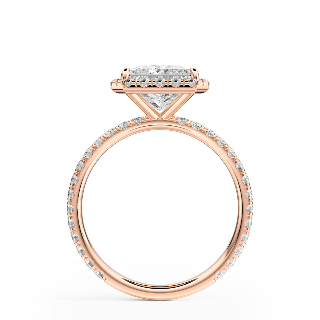 Classic Halo Princess Pavé Diamond Engagement Ring - R1268 in Ring by 18 KARATS INC.