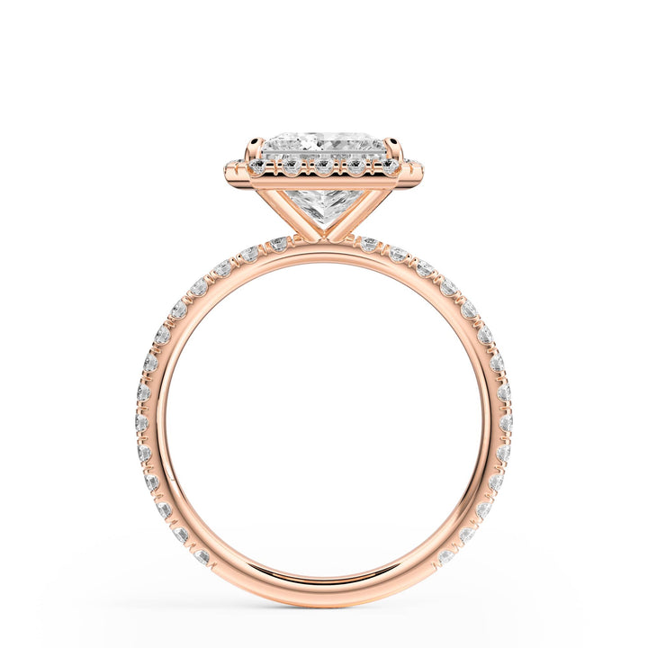 Classic Halo Princess Pavé Diamond Engagement Ring - R1268 in Ring by 18 KARATS INC.