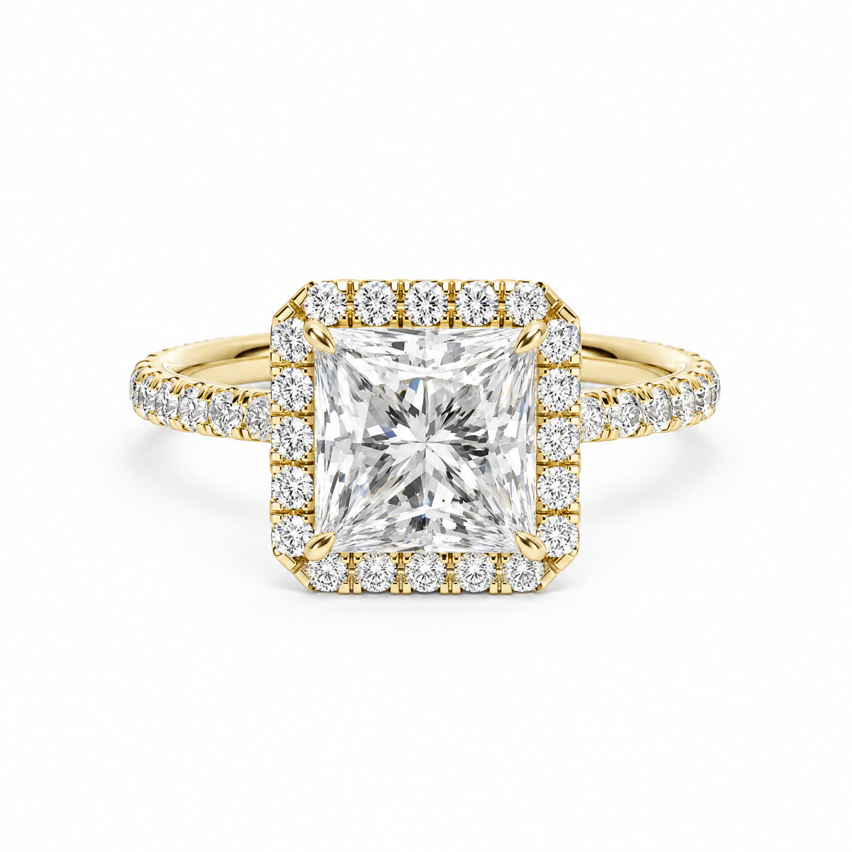 Classic Halo Princess Pavé Engagement Ring in Ring by 18 KARATS INC.