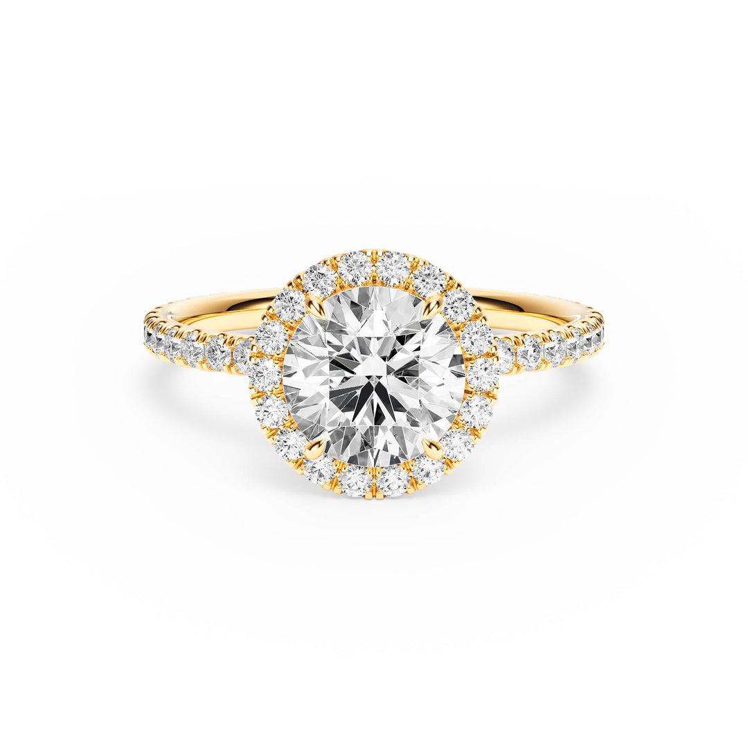 Classic Halo Round Pavé Diamond Engagement Ring - R1268 in Ring by 18 KARATS INC.