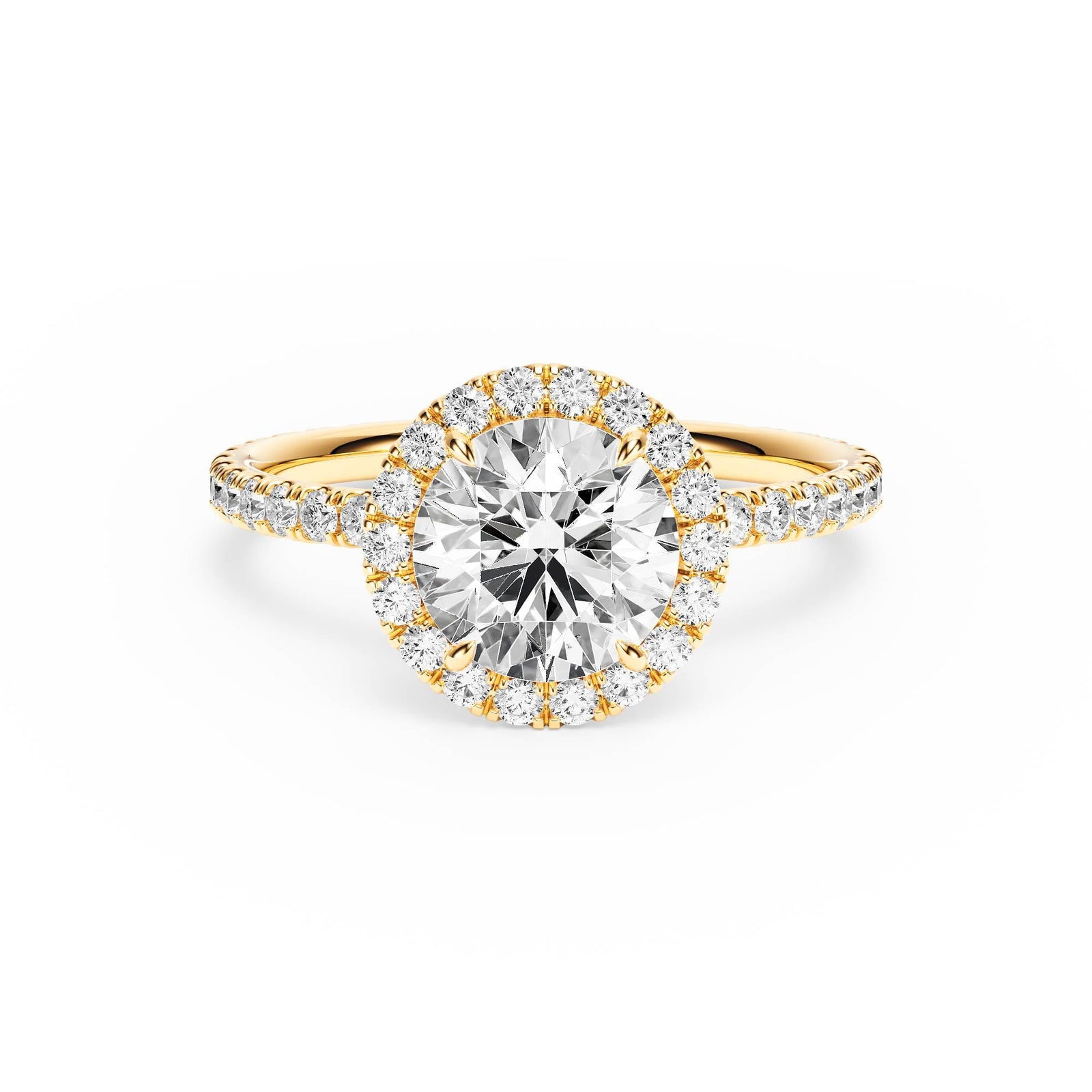 Classic Halo Round Pavé Diamond Engagement Ring - R1268 in Ring by 18 KARATS INC.