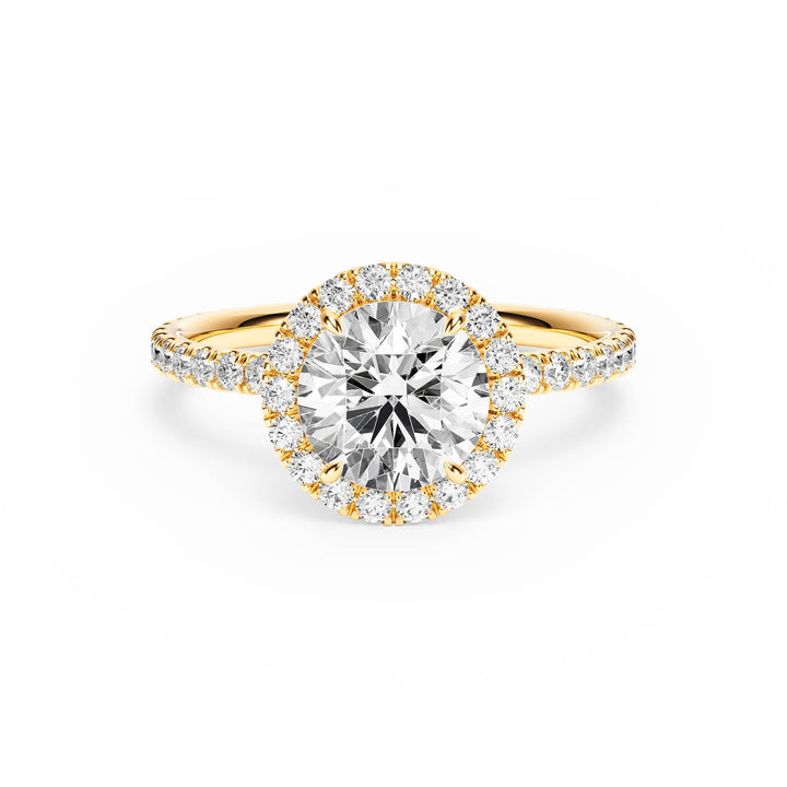 Classic Halo Round Pavé Diamond Engagement Ring - R1268 in Ring by 18 KARATS INC.