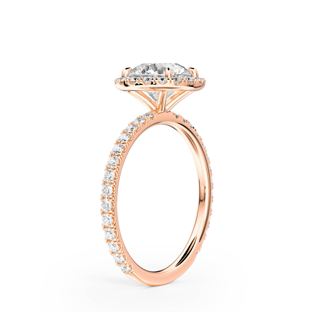 Classic Halo Round Pavé Diamond Engagement Ring - R1268 in Ring by 18 KARATS INC.