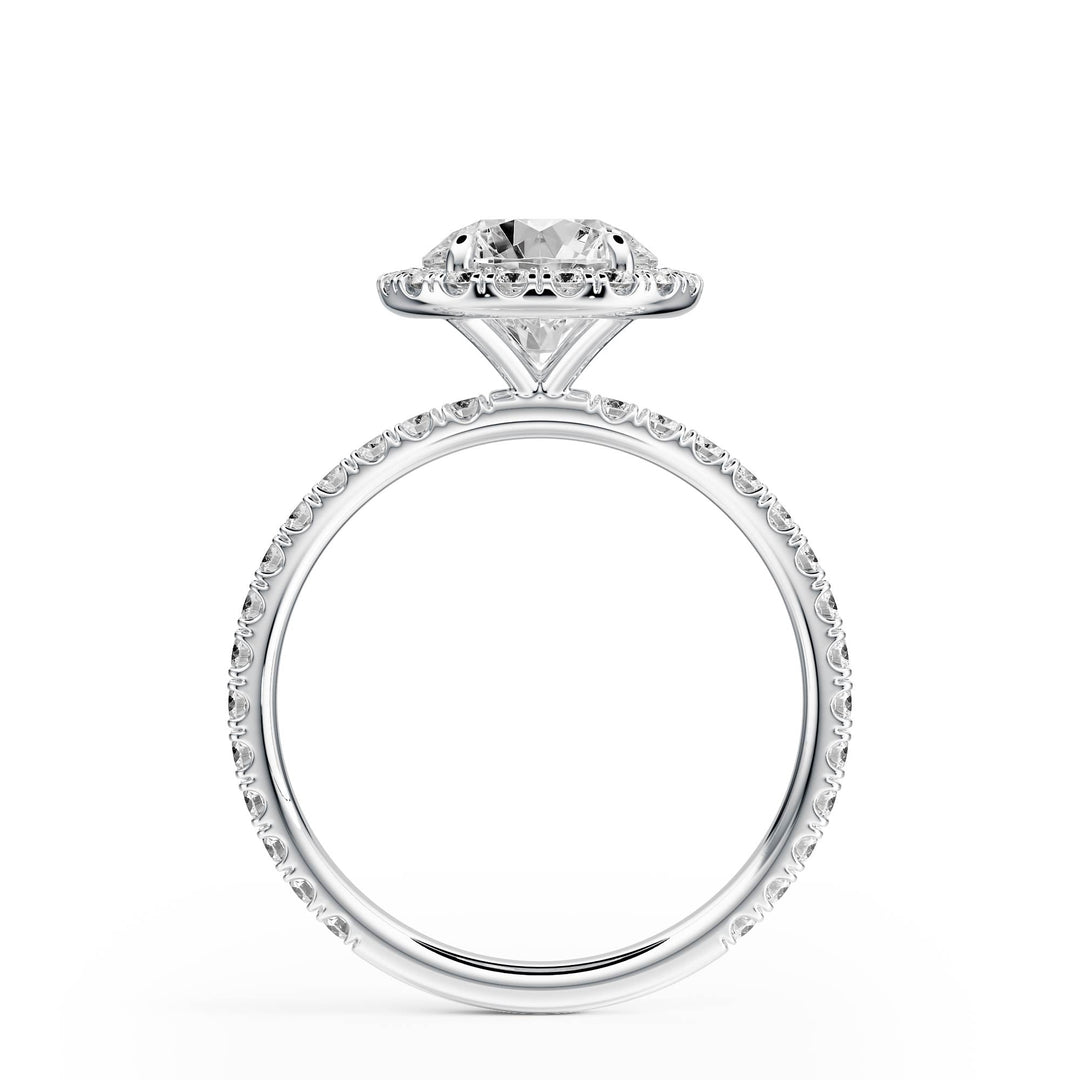 Classic Halo Round Pavé Diamond Engagement Ring - R1268 in Ring by 18 KARATS INC.
