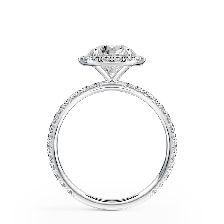 Classic Halo Round Pavé Diamond Engagement Ring - R1268 in Ring by 18 KARATS INC.