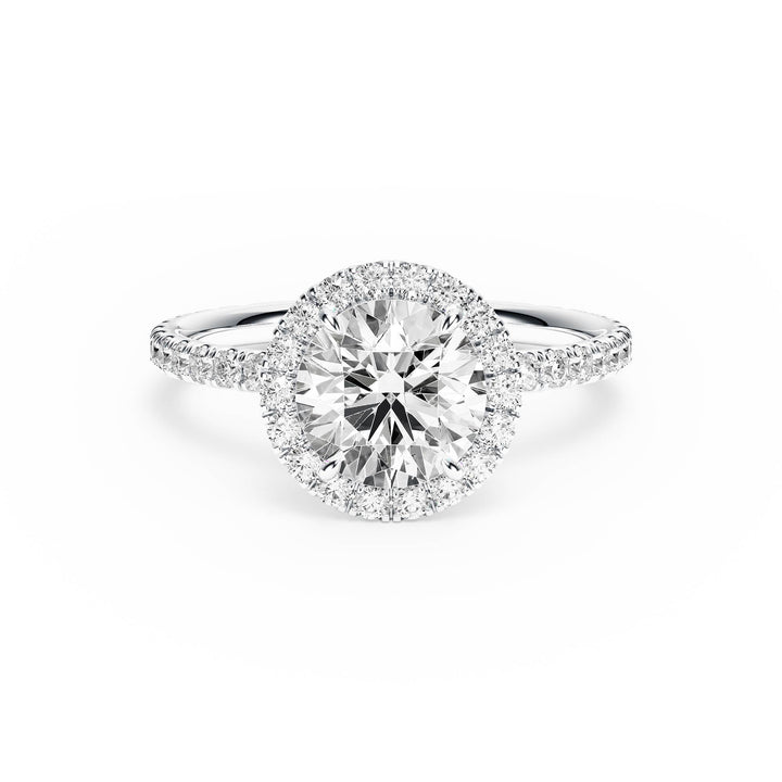 Classic Halo Round Pavé Diamond Engagement Ring - R1268 in Ring by 18 KARATS INC.