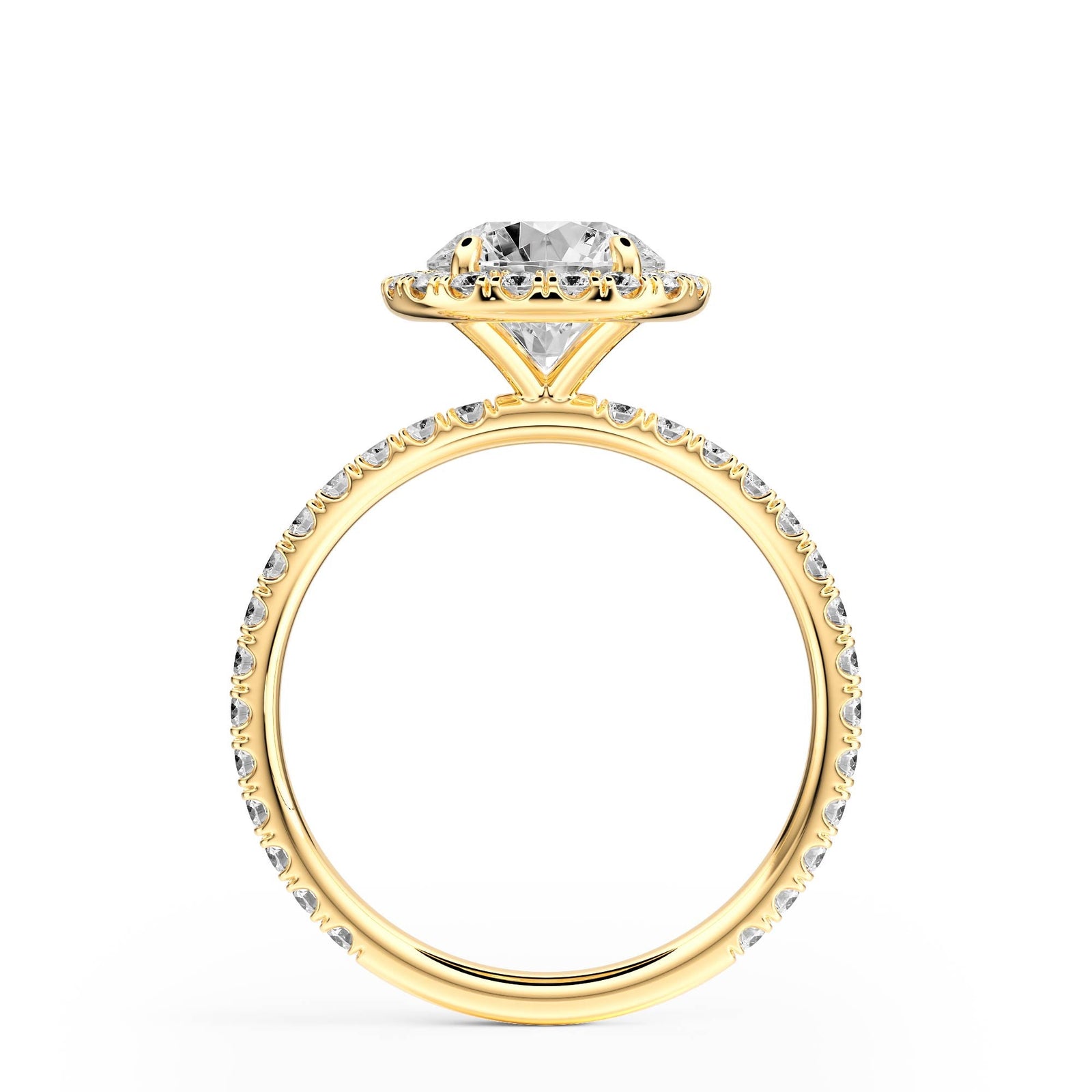 Classic Halo Round Pavé Diamond Engagement Ring - R1268 in Ring by 18 KARATS INC.