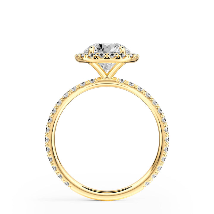Classic Halo Round Pavé Diamond Engagement Ring - R1268 in Ring by 18 KARATS INC.