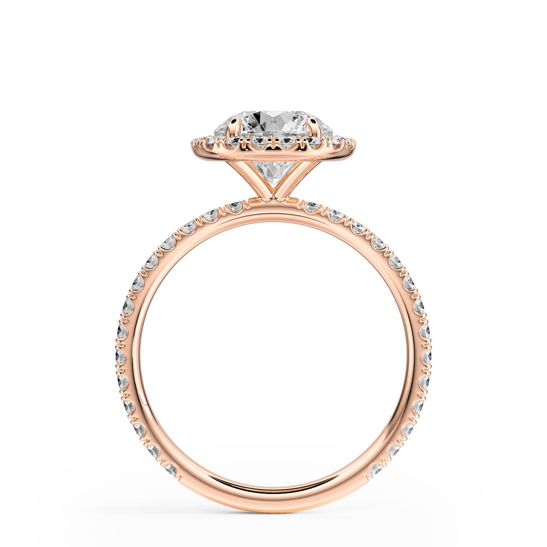 Classic Halo Round Pavé Diamond Engagement Ring - R1268 in Ring by 18 KARATS INC.
