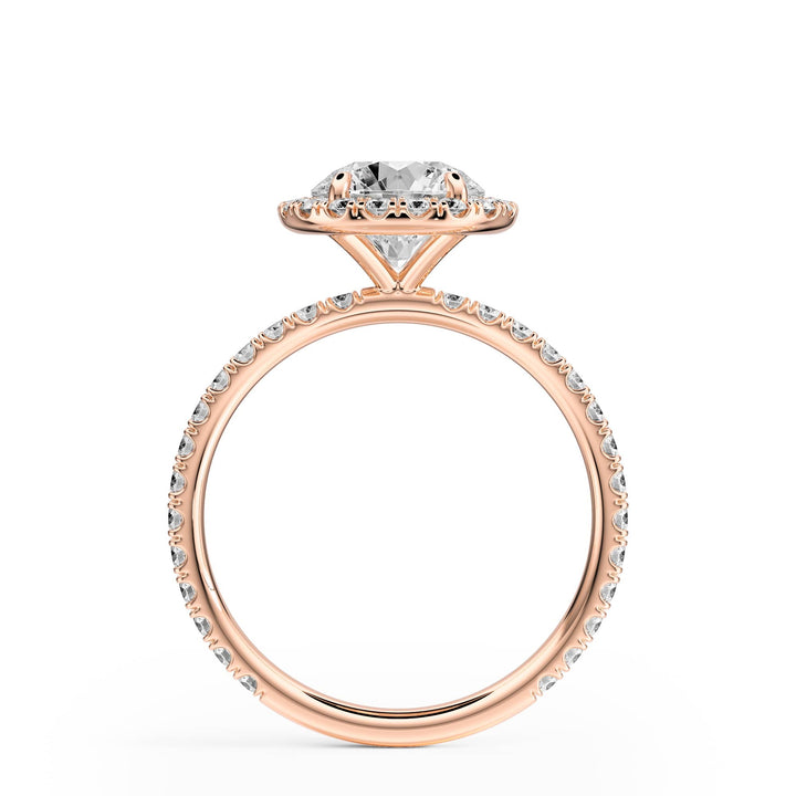 Classic Halo Round Pavé Diamond Engagement Ring - R1268 in Ring by 18 KARATS INC.