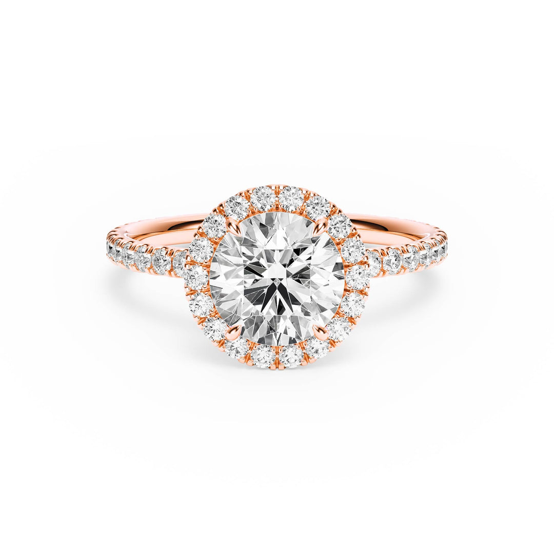 Classic Halo Round Pavé Diamond Engagement Ring - R1268 in Ring by 18 KARATS INC.