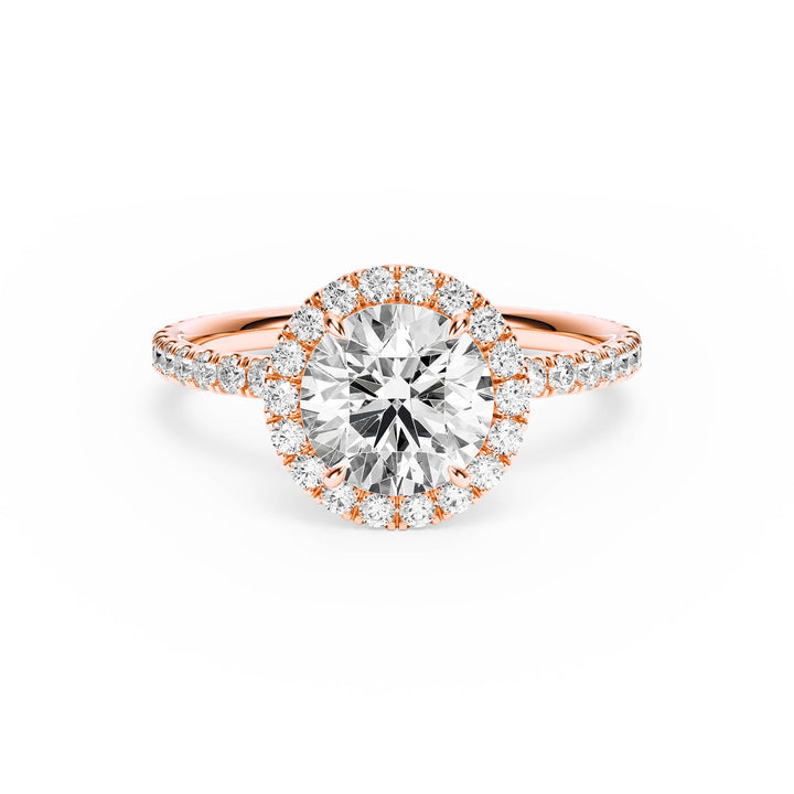 Classic Halo Round Pavé Diamond Engagement Ring - R1268 in Ring by 18 KARATS INC.