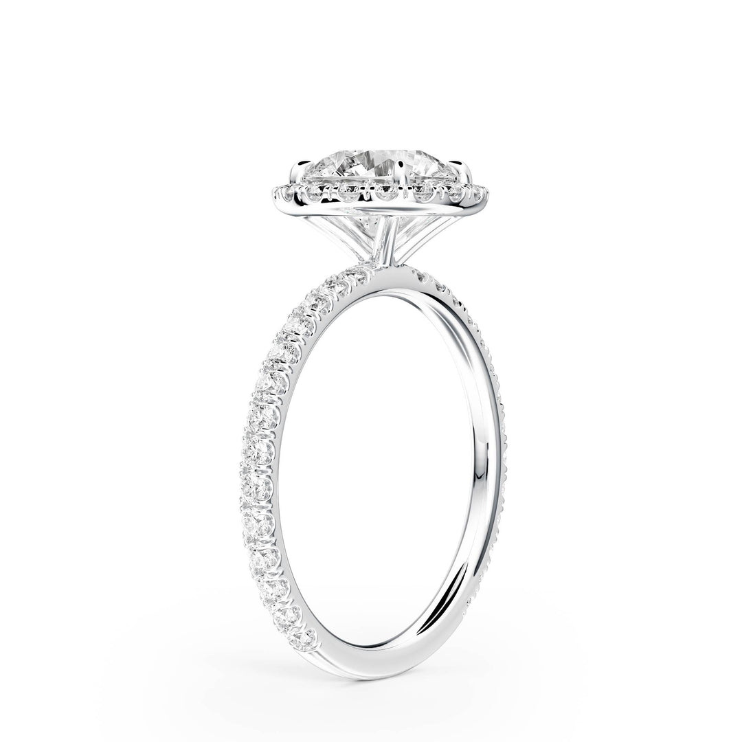 Classic Halo Round Pavé Diamond Engagement Ring - R1268 in Ring by 18 KARATS INC.