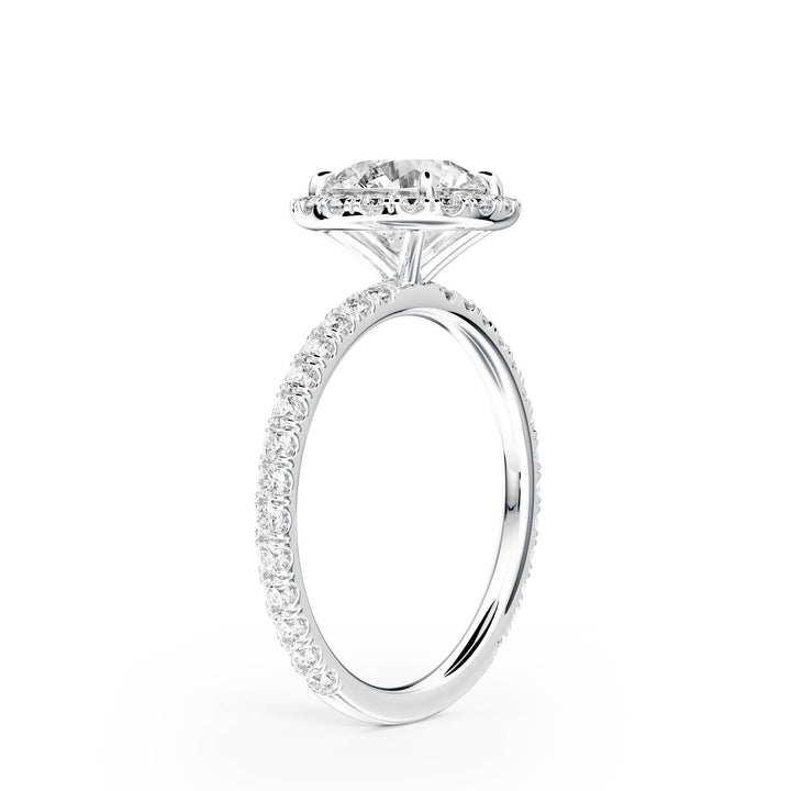 Classic Halo Round Pavé Diamond Engagement Ring - R1268 in Ring by 18 KARATS INC.