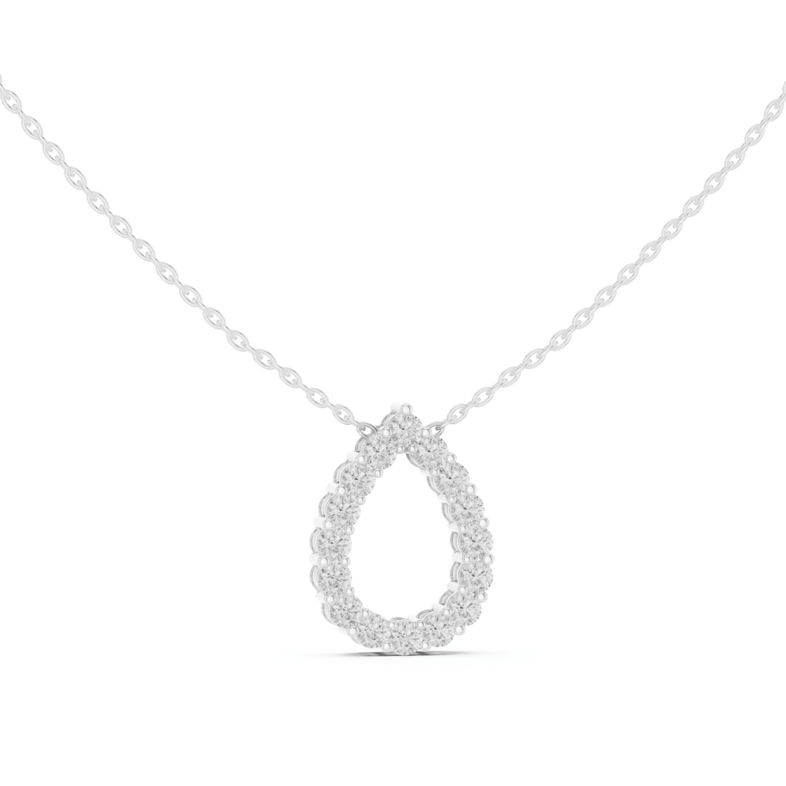 Classic Open Pear 1.0 ctw Diamond Necklace - P1122 in Necklace by 18 KARATS INC.